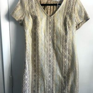 NWT Trina Turk Metallic Brocade Short Sleeve Mini Dress